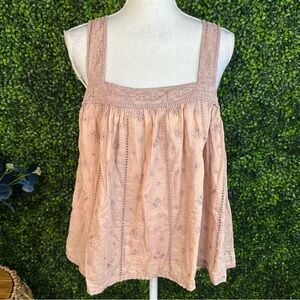 Nwt Unsubscribed Women's  cotton embroidered eyelet‎ Top